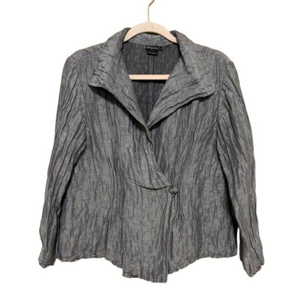 Grizas Linen Silk Top Lightweight Jacket Topper Womens Large Lagenlook Artsy - Picture 1 of 8